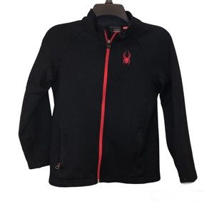 Spyder Central Full Zip Fleece Lined Jacket Black Red Boy’s‎ Medium